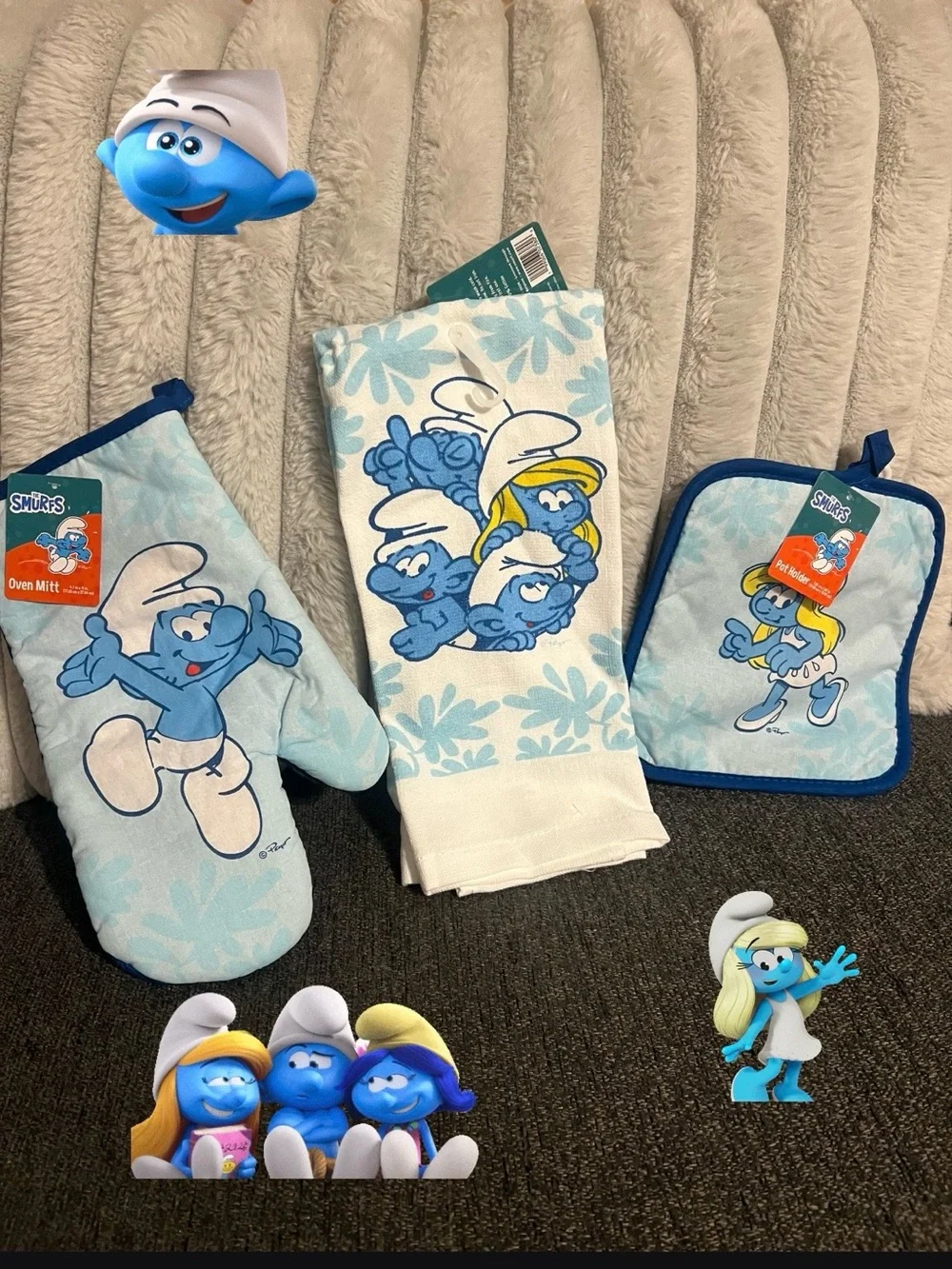 Smurfs Blue Oven Mitt, Pot Holder & Towel Set - Official Character Design